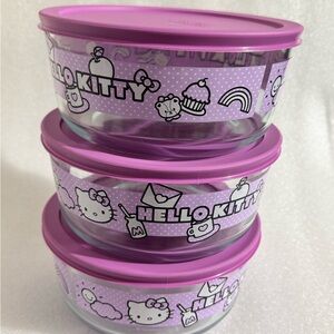 SANRIO HELLO KITTY KITCHEN PYREX GLASS FOOD STORAGE CONTAINER WITH LID PINK